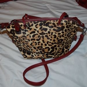 NWT Kate Landry Maroon & Leopard Purse